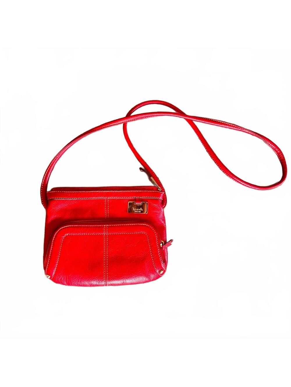 Tignanello Red Leather Crossbody Bag – Classic Everyday Purse